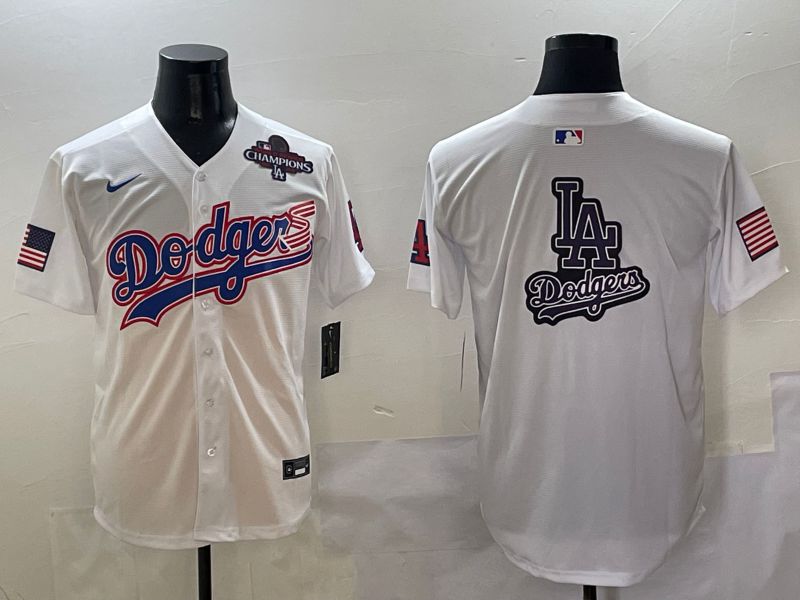Men Los Angeles Dodgers Blank White national flag second generation joint name Nike 2025 MLB Jersey style 20